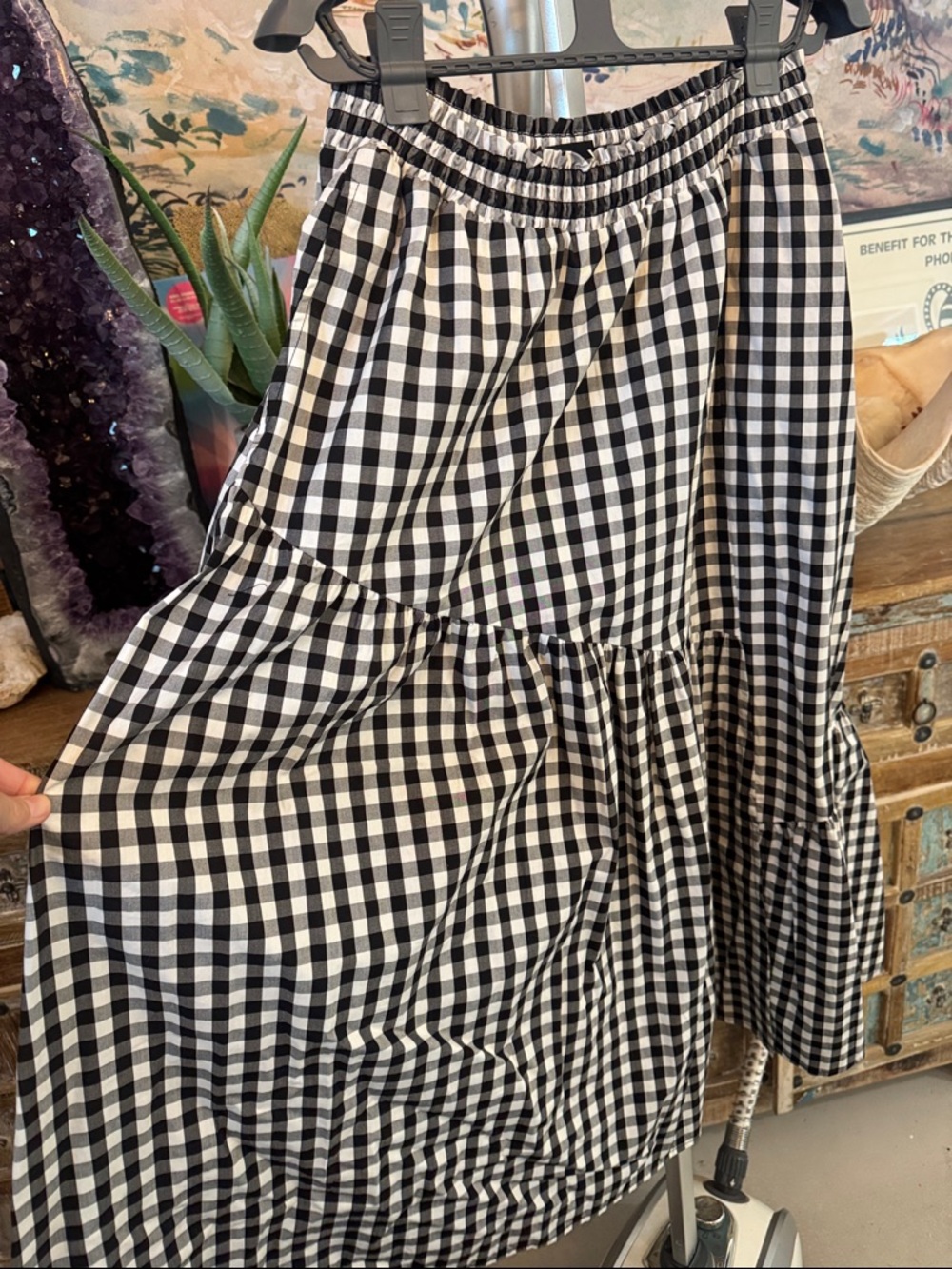 Who What Wear Black & White Gingham Tiered Skirt size M - Picture 2 of 6